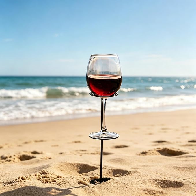 Outdoor Wine Glass Stakes, Metal Wine Cup Holders for Ground, Portable Glass Supports, Camping Drink Holder for Garden Parties Glamping Beach Picnics, Sturdy Outdoor Drinkware Holders for Backyard