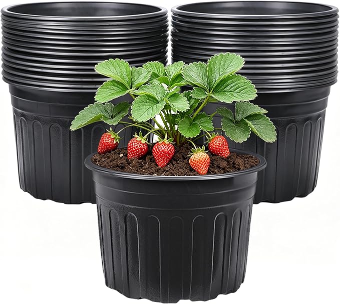 JERIA 30-Pack 5 Gallon Flexible Plant Nursery Pots,Thickened Soft Plastic Seedling Pots,Seed Starting Pot Flower Plant Container for Succulents，Seedlings