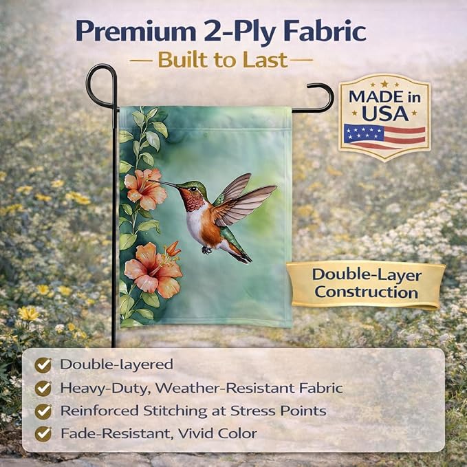 Caroline's Treasures Rufous Hummingbird Garden Flag Mailbox Flag Decorative Yard Flag Banner Outside Patio Artwork Yard Flower Beds, Garden Size, Multicolor