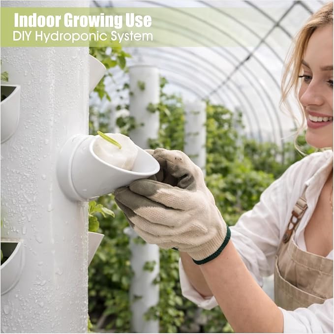 Hydroponic Vegetable Growing Device with Net Cup and Foam Sponge, Soilless Plant Starter for Indoor Garden System, 10 PCS (White)