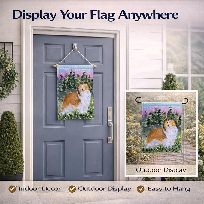 Caroline's Treasures SS8321GF Sheltie Garden Flag Mailbox Flag Decorative Yard Flag Banner Outside Patio Artwork Yard Flower Beds, Garden Size, Multicolor