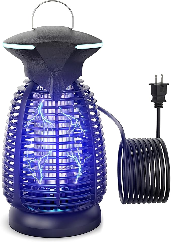 Electric Bug Zapper Outdoor, 4200V Mosquito Zapper with 20W UV Light, Plug-in Insect Killer with Removable Tray, Hanging Fly Trap for Patio, Porch, Backyard, Garage and Indoor Use