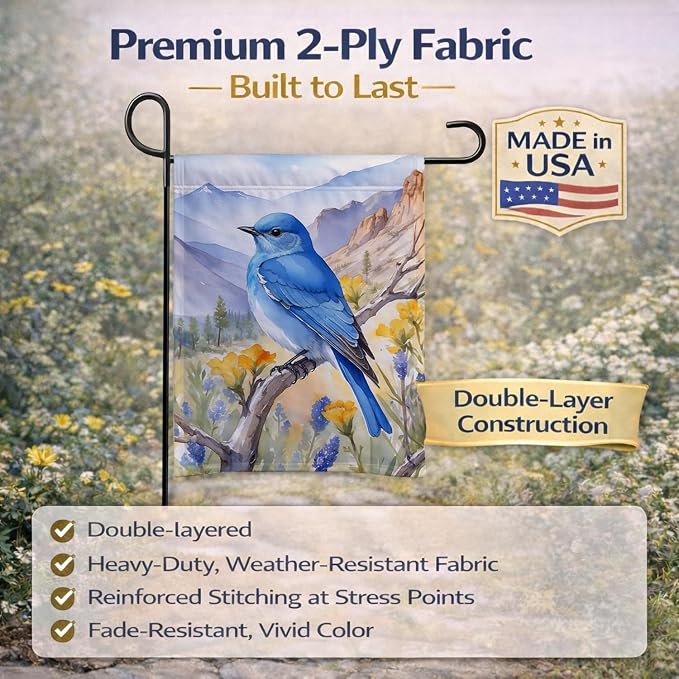 Caroline's Treasures Nevada Mountain Bluebird Garden Flag Mailbox Flag Decorative Yard Flag Banner Outside Patio Artwork Yard Flower Beds, Garden Size, Multicolor
