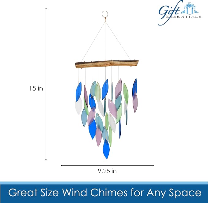 Blue Handworks Mountain Ridge Waterfall Glass Wind Chime | Handcrafted Waterfall Glass Wind Chime in Cobalt Blue, Powder Blue, Lavender, Sage Green and Frosted White