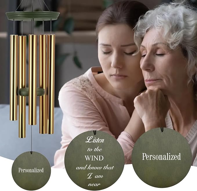ASTARIN Memorial 36" Wind Chimes, Personalized Name Sympathy Wind Chime, in Memory of Loss Mom Loved One, Large Deep Tone Bereavement Windchimes, Listen to the Wind(Produced in Texas)
