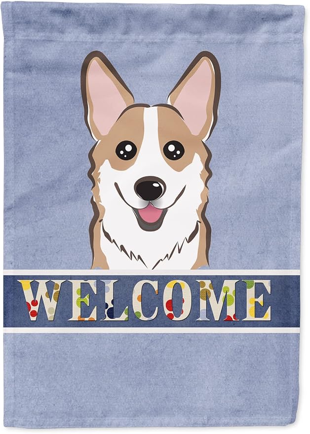 Caroline's Treasures BB1439GF Sable Corgi Welcome Garden Flag, Blue Mailbox Flag Decorative Yard Flag Banner Outside Patio Artwork Yard Flower Beds, Garden Size, Multicolor