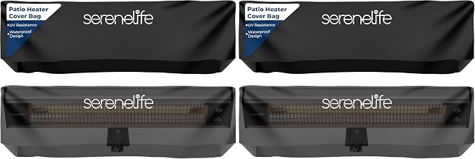 SereneLife Patio Heater Cover for SLOHT28, Heavy Duty, UV & Waterproof, Tearproof, Dustproof, Wind/Sunlight/Snow Resistant (Pack of 2)