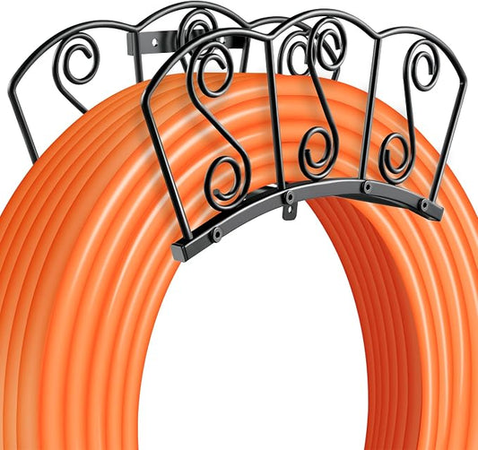 Metal Garden Hose Holder, Heavy Duty Water Hose Hanger, Wall Mounted Hoses Organizer, Hose Reel Stand Rack Hook, Hose Storage hold 150Ft Water Hoses for Outside Yard