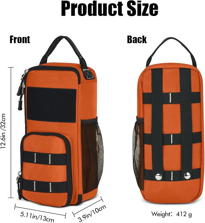 LAKE OF FIRE 12.6" Small Tool Bag Pouch for Men with Multiple Pockets, Waterproof Heavy Duty Tool Bag Organizer with Zipper and Portable Handle (Orange)
