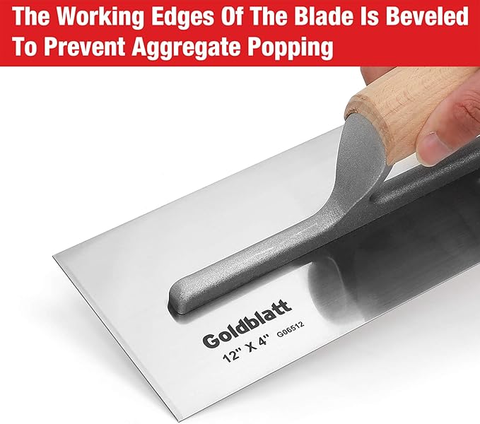 Goldblatt 3 Pieces Drywall Trowel, Carbon Steel Finishing Masonry Trowel Set Includes 14'' x 4'', 12'' x 4'', 8'' x 3'', Lightweight Wood Handle, Plastering Trowel for Drywall Wallboard Plasterboard