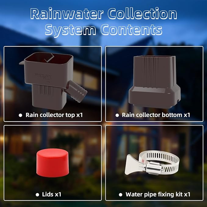 Rainwater Collection System,for 2"X3"Downspout Diverter with Adjustable Collection Capacity, Rain Barrel Diverter Kit RainWater Catching