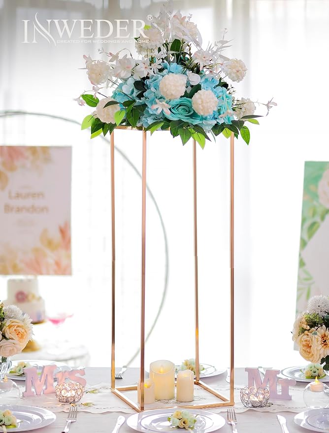 Gold Plant Stand Indoor: 31.5” Tall Pedestal Stand for Wedding Centerpieces Party Event Center Pieces Decoration for Table Home Decor 2 PCS