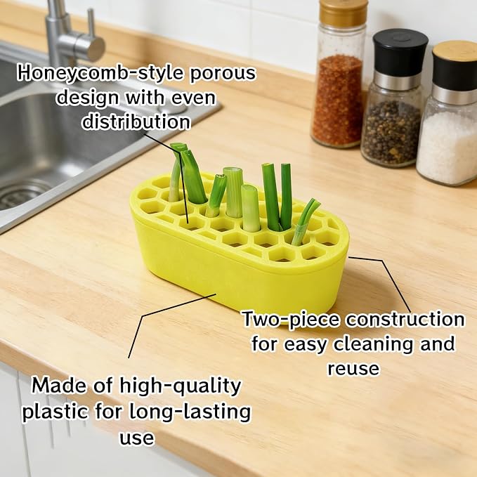 Green Onion Regrower Sprouting, Hydroponic Scallion Planter Box | 3D Printed Mini Green Onion Regrower Kit for Indoor Kitchen Windowsill Garden, Hydroponics Enthusiasts