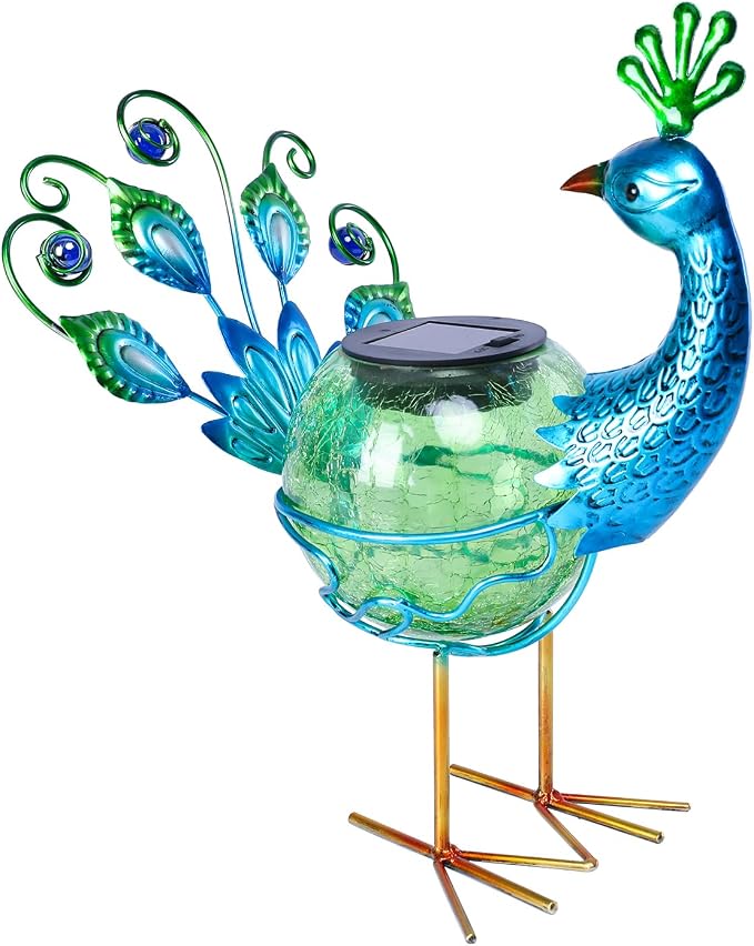 Solar Lantern Outdoor Decorative Waterproof LED Solar Lights Peacock Tabletop Lamp for Outdoor Patio Garden or Housewarming, Mother's Day Gifts