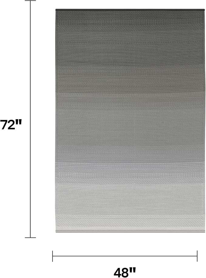 Fab Habitat Outdoor Rug - Waterproof, Fade Resistant, Crease-Free - Premium Recycled Plastic - Neutral Ombre - Patio, Deck, Porch, Balcony, Laundry Room - Big Sur - Ash - 4 x 6 ft
