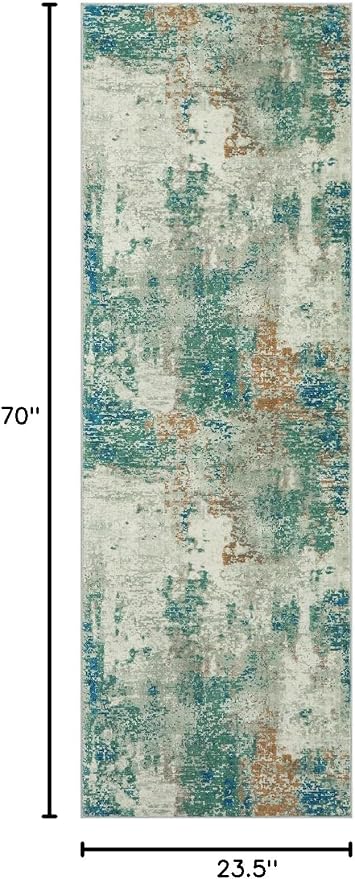 Lahome Modern Abstract Runner Rug with Rubber Backing - 2x6 Washable Rug Runners for Hallways Non Slip, 6 Ft Long Accent Carpet for Bathroom Kitchen Bedroom Entryway,Green/Grey