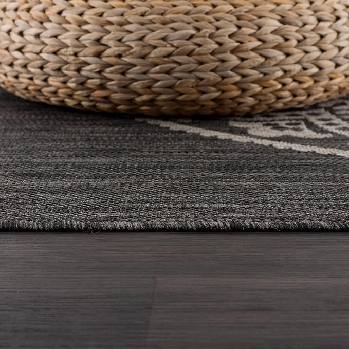 CAMILSON Outdoor Rug 10x14 Modern Area Rugs for Large Indoor and Outdoor Patios and Porches - Washable Non-Shedding Easy-to-Clean Outside Carpet (10 x 14, Medallion - Dark Grey/Light Grey)