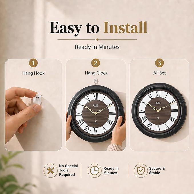Pytha Sight 18 Inch Outdoor Clocks Waterproof, Atomic Analog Large Roman Numerals Outdoor Wall Clock with Light Sensor, Silent Non-Ticking Outdoor Clock for Patio Garden Porch Pool