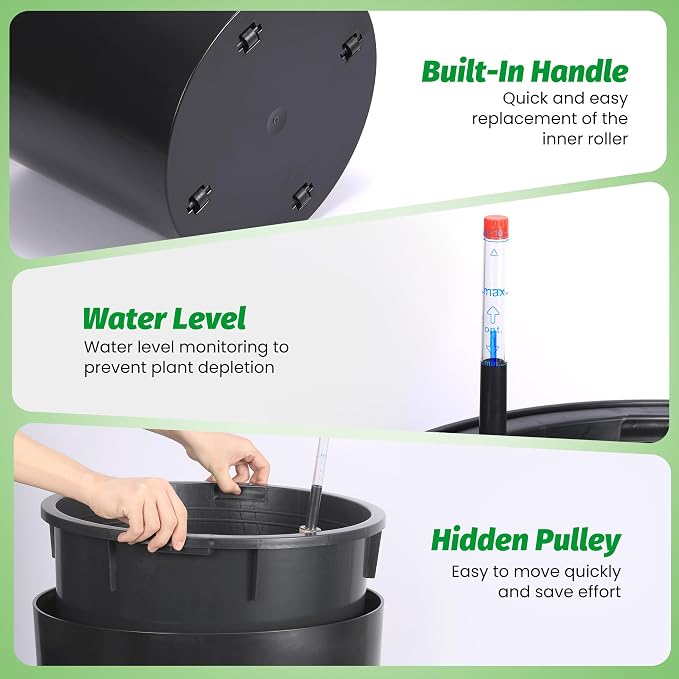 Set of 2 Tall Planters for Outdoor Plants, 20" Large Planter Pots with Drainage Holes & Water Level Monitor, Self-Watering Flower Pots for Patio, Porch, Garden, Front Door Decor, Indoor Outdoor