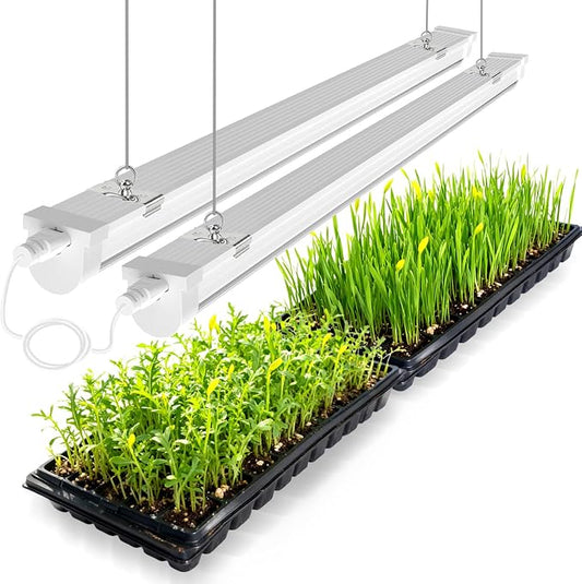 JESLED Plant Grow Lights, 3FT 5000K Full Spectrum Daylight White, 72W(2 X 36W,450W Equivalent), Linkable Grow Light Strips for Indoor Plants, Seed Starting, Greenhouse, Growing Shelf, 2-Pack