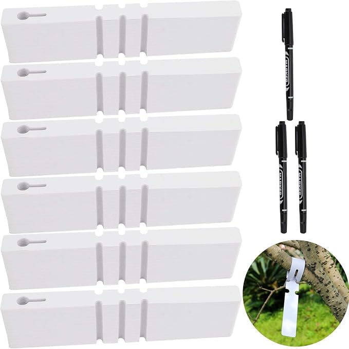 ZOENHOU 600 PCS White Plastic Plant Tags, Adjustable Wrap Around Plant Hanging Tree Tags Nursery Garden Labels, Plant Labels for Garden