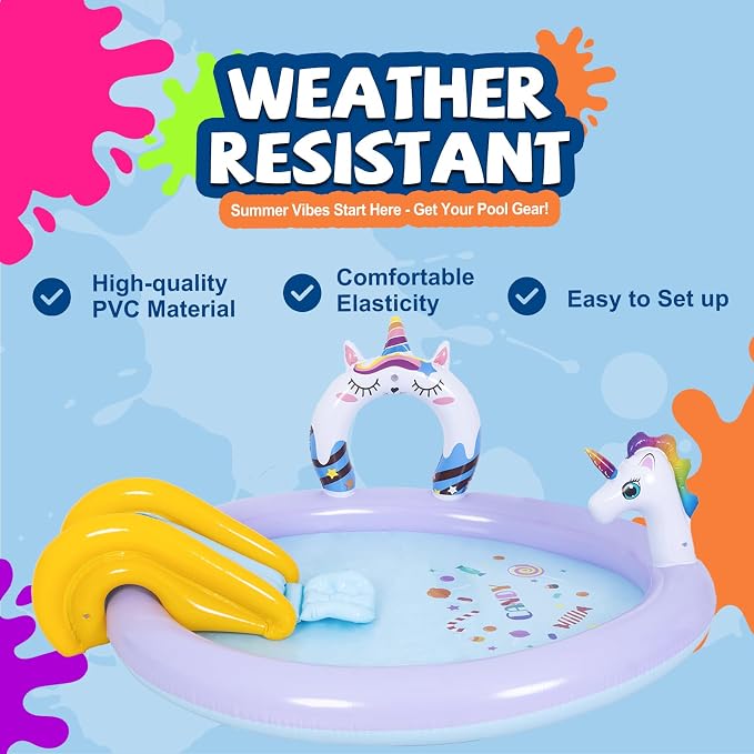 DIMAR GARDEN Inflatable Kids Swimming Pool Water Slide Spray Pool Play Center