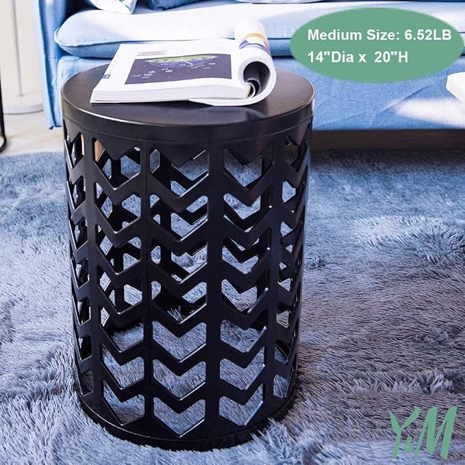 Y&M Outdoor Side Tables Set of 3, Round Metal Nesting Patio End Tables, Heavy Duty Stacking Accent Tables for Patio, Balcony, Garden, Porch, Indoor & Outdoor, Black