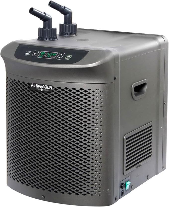 Active Aqua Hydroponic Water Chiller, 0.25 HP, Pure Titanium, 40-92 Gallon | Portable Cooling System with Boost Function for Aquaponics, Cold Plunge Baths & Aquariums, Evaporator Cooler for Reservoirs