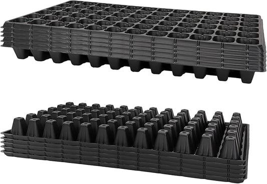 RooTrimmer 72 Cell Seed Trays, Thick Durable 72 Cell Plug Tray Seedling Plastic Nursery Tray for 1020 Flat Germination (10-Pack, 21"×11", 1.81" Height, Low)