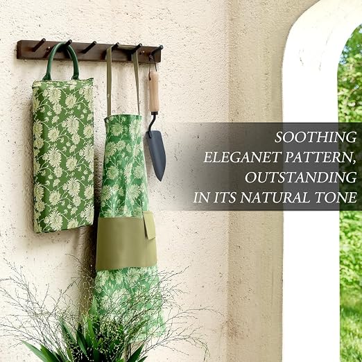 Colwelt Gardening Foam Kneeling Pad Set, Gardening Gifts for Women Gardeners, Elegant Pattern Garden Knee Pad Set, Charming Garden Supplies(Extra Thick Kneeling Mat, Garden Apron with pockets)