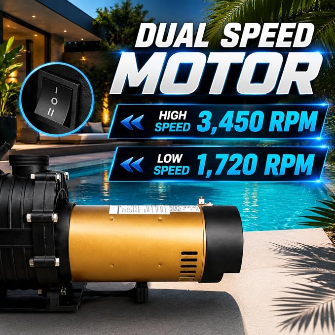 XtremepowerUS Dual Speed In-Ground Swimming Pool Pump Spa High Flow 1.5" NPT With Slip-On Fitting Included, Filter Basket, 230V
