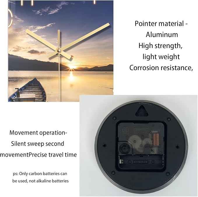 Round Kitchen Wall Clocks Battery Operated 12 Inch | Modern Sunset Decorative Wall Clock for Living Room Bedroom Bathroom Silent Analog Clock for Wall