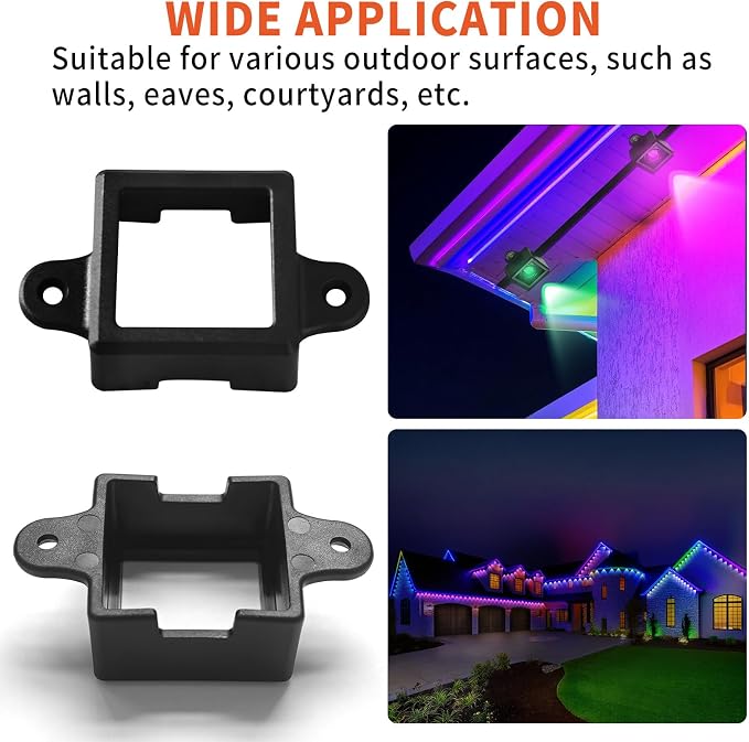 40 Set Light Clips for Govee Permanent Outdoor Lights Compatible with H705 H805 Non-pro Version Outdoor Light Mounting Bracket Clips & Screws (Black)