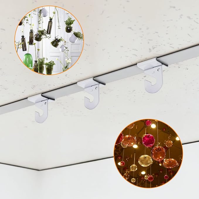 100 PCS Heavy Duty Drop Ceiling Hooks, White Aluminum T-Bar Clips Holds 20 lbs, No-Tool Installation Ceiling Hangers for Learning Places, Office, Home, Plants & Decorations