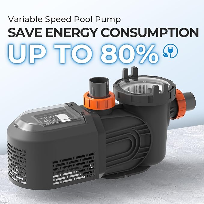 2.5HP Energy Efficient Variable Speed Pool Pump for Inground Pools 220v | Permanent Magnet Motor for Energy Savings, up to 10567 GPH High Flow, Quiet Self-Priming Pump with Timer and Filter Basket