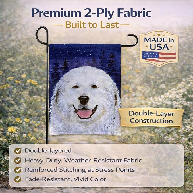 Caroline's Treasures SS8242GF Great Pyrenees Garden Flag Mailbox Flag Decorative Yard Flag Banner Outside Patio Artwork Yard Flower Beds, Garden Size, Multicolor