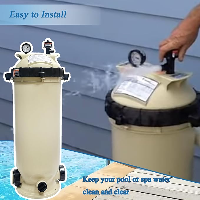 EC-160316 Cartridge Pool Filter,100 Square Feet 100 GPM | Fit for Pentair Clean & Clear CC100 Pool Spa,Almond