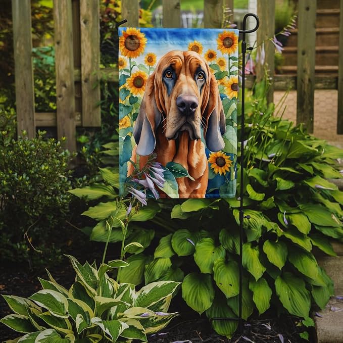 Caroline's Treasures DAC6029GF Bloodhound in Sunflowers Garden Flag Mailbox Flag Decorative Yard Flag Banner Outside Patio Artwork Yard Flower Beds, Garden Size, Multicolor