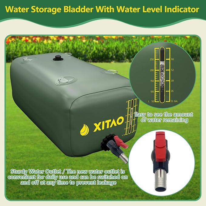 XITAO Water Bladder Storage Containers, Water Tank Foldable Portable Water Storage,Water Storage Bag Containers for RV, Camping, Garden, Irrigation, Drought Resistance, Firefighting