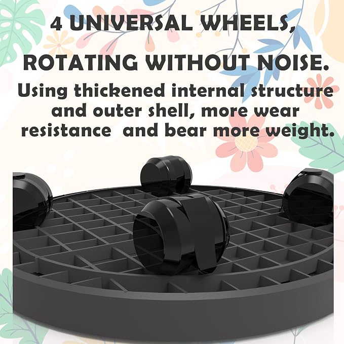 WanderingDonkey 2 Pack of 9.8 Inch Heavy Duty Plant Caddy with Wheels,Rolling Plant Stand Pot Trolley, Potted Flower Mover Dolly with Casters Round Coaster for Indoor Outdoor, Brown
