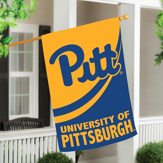 Team Sports America NCAA University of Pittsburgh House Flag, 28 x 44, Double Sided Garden Flags for Outside, Outdoor College Flags & Banners for Gardens Patio, Indoor Wall Decor Flag for Room