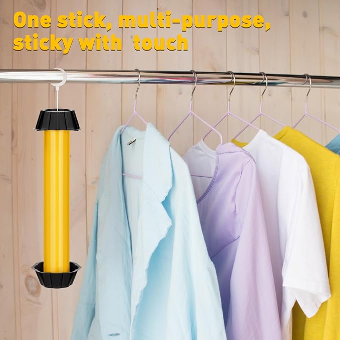 Qualirey 4 Pcs Sticky Fly Trap Fly Stick Indoor Outdoor Long Lasting Hanging Flies Bug Catcher Paper Tape Strips with Hook for Wasps Gnats Bug Insects Fruit Flies Mosquitoes (Stylish-4,Yellow)