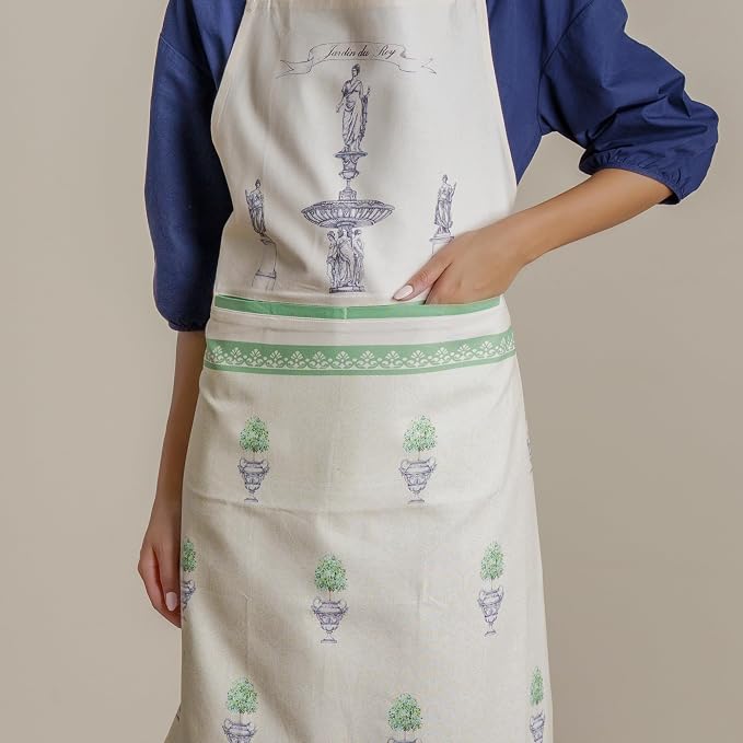 Maison d' Hermine Aprons for women with Pocket 100% Cotton (27.50"x31.50") | Adjustable Neck Strap & long ties Apron Men Chef Wedding Cooking Gardening Server Maid