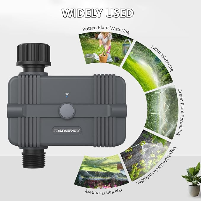 WiFi Sprinkler Irrigation Timer Garden Watering Hose Timer with Rain Delay | Automatic Water Hose Timer Compatible with Alexa & Google Assistant, Outdoor No Hub Needed for Lawn Yard Watering