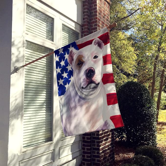 Caroline's Treasures CK6470CHF Bully Kutta Dog American Flag House Flag Large Porch Sleeve Pole Decorative Outside Yard Banner Artwork Wall Hanging, Polyester, House Size, Multicolor