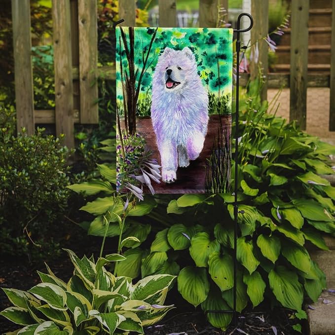 Caroline's Treasures SS8458GF Samoyed Garden Flag Mailbox Flag Decorative Yard Flag Banner Outside Patio Artwork Yard Flower Beds, Garden Size, Multicolor