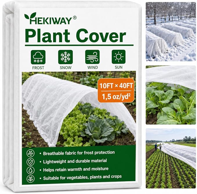 Frost Cloth Plant Freeze Protection, 10 FT x 40 FT 1.5 oz/yd² Garden Fabric Blanket, Plant Covers for Outdoor Plants, Floating Row Cover for Raised Beds and Vegetables