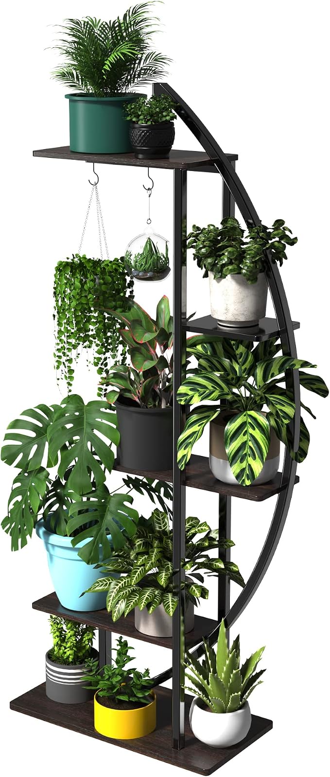 GDLF Tall Plant Stand Large Plant Shelf Indoor 71" Metal flower rack with hanging hook, Improved Taller Design with more space(pots up to 10")