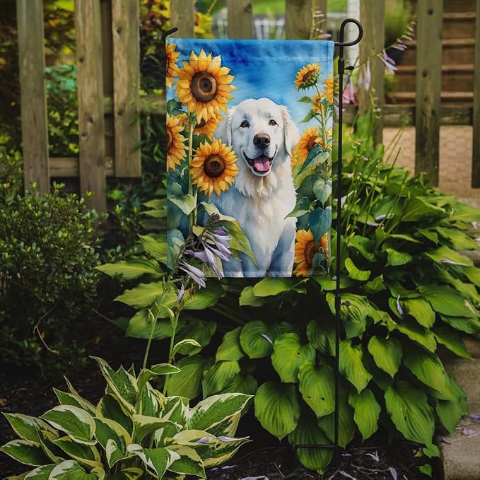 Caroline's Treasures DAC6108GF Kuvasz in Sunflowers Garden Flag Mailbox Flag Decorative Yard Flag Banner Outside Patio Artwork Yard Flower Beds, Garden Size, Multicolor