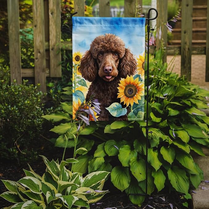 Caroline's Treasures DAC6140GF Chocolate Poodle in Sunflowers Garden Flag Mailbox Flag Decorative Yard Flag Banner Outside Patio Artwork Yard Flower Beds, Garden Size, Multicolor